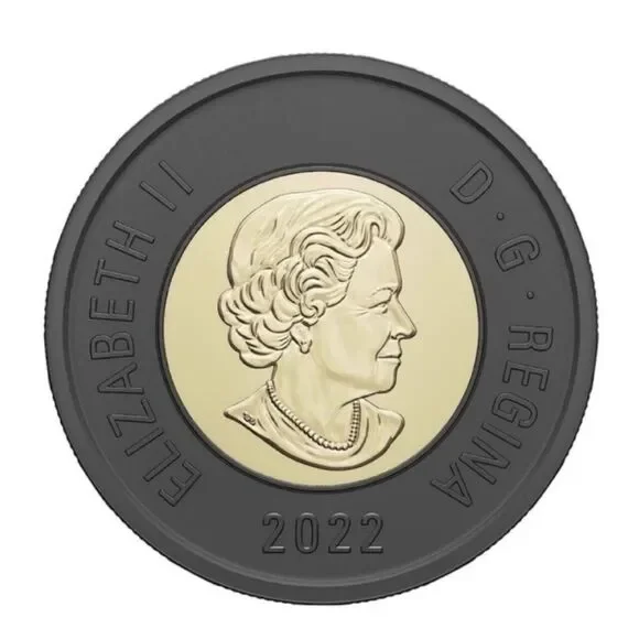 Black Ring Toonie 2022 Queen Elizabeth Canada Uncirculated $2 Dollar Coin Money - Picture 2 of 2